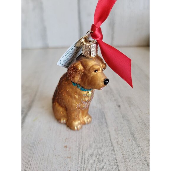 Old world Christmas Irish doodle dog glass ornament Xmas glitter - Picture 1 of 5